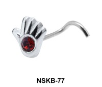 Stony Palm Shaped Silver Curved Nose Stud NSKB-77