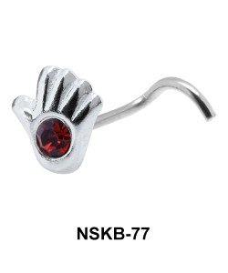 Stony Palm Shaped Silver Curved Nose Stud NSKB-77