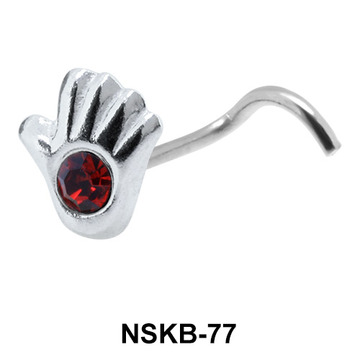 Stony Palm Shaped Silver Curved Nose Stud NSKB-77