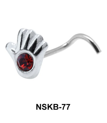 Stony Palm Shaped Silver Curved Nose Stud NSKB-77