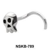 Skull Silver Curved Nose Stud  NSKB-789