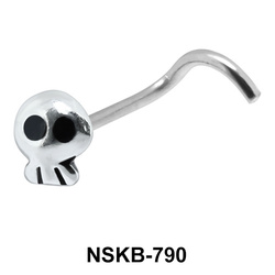 Petite Skull Shaped Silver Curved Nose Stud NSKB-790