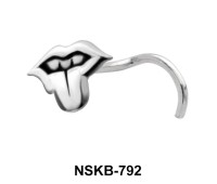 Tongue Silver Curved Nose Stud NSKB-792