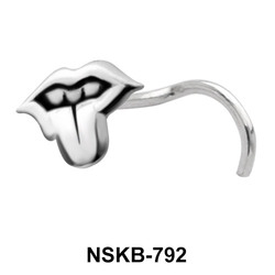 Tongue Silver Curved Nose Stud NSKB-792