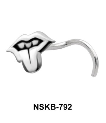 Tongue Silver Curved Nose Stud NSKB-792