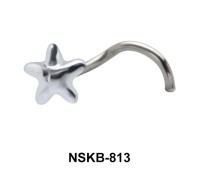 Star Silver Curved Nose Stud NSKB-813