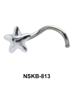 Star Silver Curved Nose Stud NSKB-813