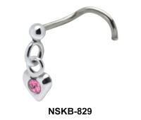 Heart in Stone Curved Nose Stud NSKB-829
