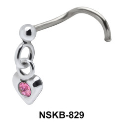 Heart in Stone Curved Nose Stud NSKB-829