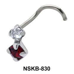 Red Diamond Dangling Curved Nose Stud NSKB-830
