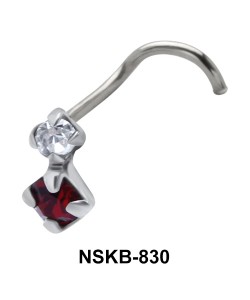 Red Diamond Dangling Curved Nose Stud NSKB-830