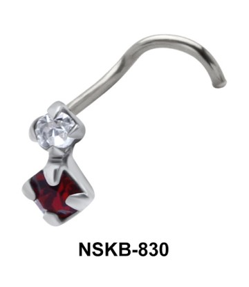 Red Diamond Dangling Curved Nose Stud NSKB-830