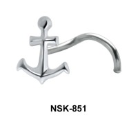 Anchor Shaped Silver Curved Nose Stud NSKB-851