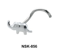 Elephant Shaped Silver Curved Nose Stud NSKB-856