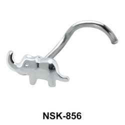 Elephant Shaped Silver Curved Nose Stud NSKB-856
