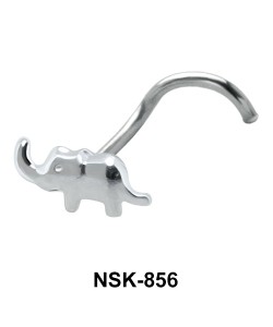 Elephant Shaped Silver Curved Nose Stud NSKB-856