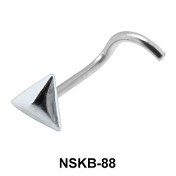 Pyramid Shaped Silver Curved Nose Stud NSKB-88