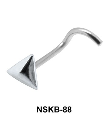 Pyramid Shaped Silver Curved Nose Stud NSKB-88