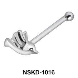 Bird Shaped Silver Bone Nose Stud NSKD-1016