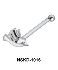 Bird Shaped Silver Bone Nose Stud NSKD-1016