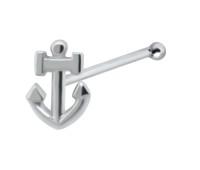 Anchor Shaped Silver Bone Nose Stud NSKD-1034
