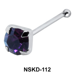 Round CZ Prong Set Silver Bone Nose Stud NSKD-112-4