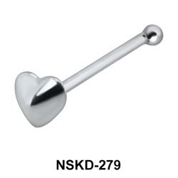 Heart Shaped Silver Bone Nose Stud NSKD-279