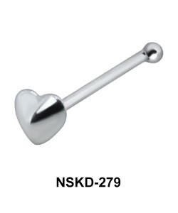 Heart Shaped Silver Bone Nose Stud NSKD-279