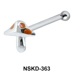 Stone Mushroom Shaped Silver Bone Nose Stud NSKD-363
