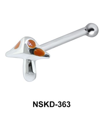 Stone Mushroom Shaped Silver Bone Nose Stud NSKD-363