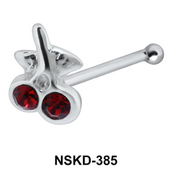 Cherries with Stone Silver Bone Nose Stud NSKD-385