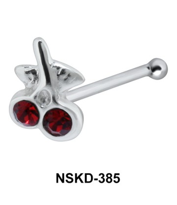 Cherries with Stone Silver Bone Nose Stud NSKD-385