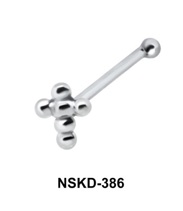 Ball Plus Shaped Silver Bone Nose Stud NSKD-386