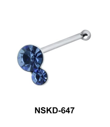 Dual Stones Silver Bone Nose Stud NSKD-647
