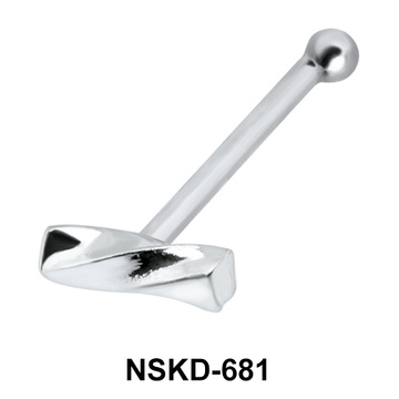 Log Shaped Silver Bone Nose Stud NSKD-681