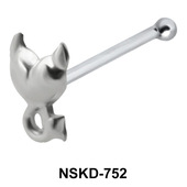 Wicked Heart Shaped Silver Bone Nose Stud NSKD-752