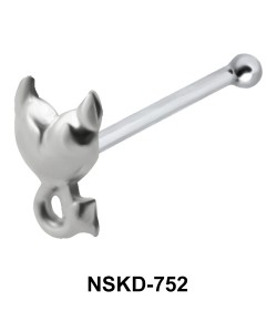 Wicked Heart Shaped Silver Bone Nose Stud NSKD-752