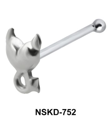 Wicked Heart Shaped Silver Bone Nose Stud NSKD-752