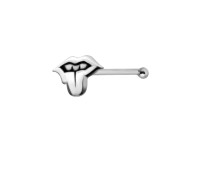 Tongue Silver Bone Nose Stud NSKD-792