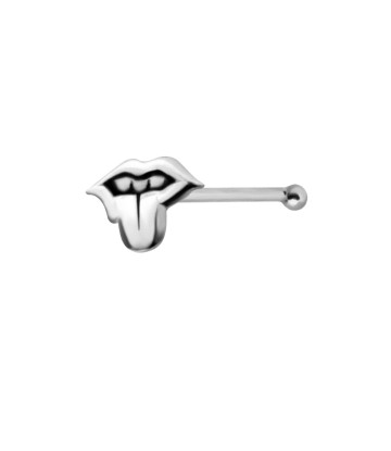 Tongue Silver Bone Nose Stud NSKD-792