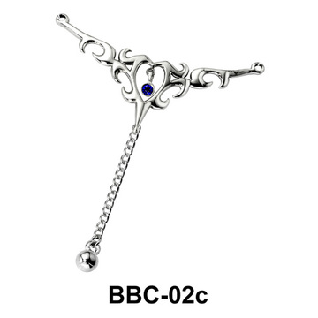 Heart Chained back Belly Chain BBC-02c