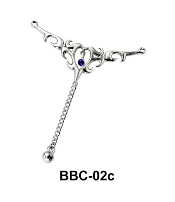 Heart Chained back Belly Chain BBC-02c