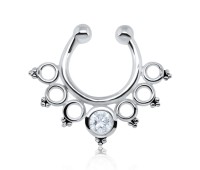 Indian Stone Set Shape Septum Clip Ring STCR-16