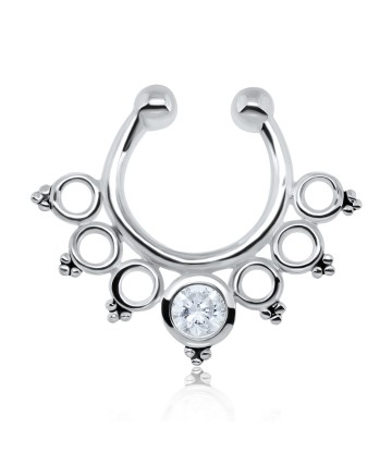 Indian Stone Set Shape Septum Clip Ring STCR-16