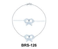 Gorgeous Bow with CZ Stones Silver Bracelet BRS-126