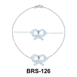 Gorgeous Bow with CZ Stones Silver Bracelet BRS-126