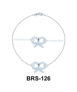 Gorgeous Bow with CZ Stones Silver Bracelet BRS-126