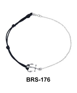 Anchor with Matt Rope and Silver Bracelet BRS-176