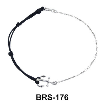 Anchor with Matt Rope and Silver Bracelet BRS-176