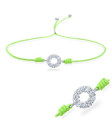 Circle Shape with CZ Stones Shiny Rope Bracelet BRS-243